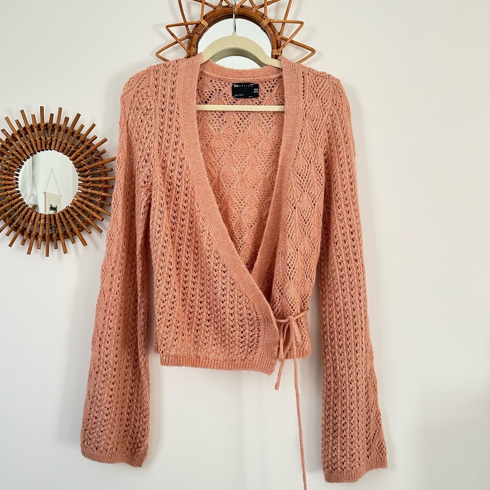 ASOS Design Pointelle Wrap Sweater, size 10